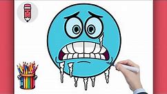 How to Draw Cold Emoji ❄️ - Easy Frozen Face Emoji Drawings - Cute Kawaii Drawings