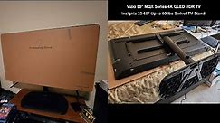 Unboxing VIZIO 50" MQX Series 4K QLED HDR TV and Assembling Insignia Swivel TV Stand