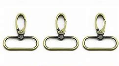 15Pcs Metal Swivel Snaps Hooks with D Rings and Tri-Glides Slide Buckles for Key Lanyard Purse Bag Straps Dog Collars DIY Sewing Hardware Craft (1-1/2 inch,Brass)