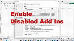 How to Enable Add Ins That Were Disabled in Excel. Enable or Disable all Add Ins in Excel. #howto