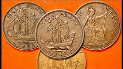 United Kingdom 1957 Half Penny - UK Rarest QEII Circulating 1/2P