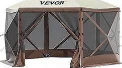 VEVOR Pop Up Gazebo Tent, Pop-Up Screen Tent 6 Sided Canopy Sun Shelter with 6 Removable Privacy Wind Cloths & Mesh Windows, Portable Carry Bag, Ground Stakes, Pavilion Tent for Patio, Lawn & Backyard