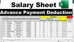 salary sheet in excel with formula | salary sheet sample