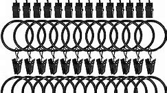 AMZSEVEN 40 Pack Metal Curtain Rings with Clips, Drapery Clips Hooks, Decorative Rod Clips Hangers 1.5 Inch Interior Diameter Eyelets, Rustproof Vintage Black