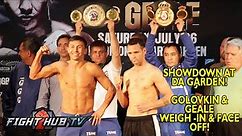Gennady Golovkin vs. Daniel Geale - Full weigh-in & face off video
