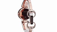 GUCCI Guccissima Collection Rose Gold-Tone Stainless Steel Bangle Women's Watch(Model:YA134509)