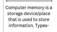 What is Computer Memory? Types? #shorts