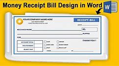 Printable Money Receipt Bill Design in Ms Word Tutorial || Creative Company Receipt Bill Design