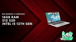 MSI Modern 14 intel i5 12th gen 16gb ram 512 ssd laptop unboxing #flipkart