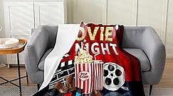 Feelyou Movie Night Plush Throw Blanket, for Theater Cinema Poster Flannel Fleece Blanket Old Fashion Home Decor All Season,Bed Blanket Room Decor Popcorn Snacks 40''x50''