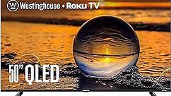 Westinghouse Edgeless QLED Roku TV - 50 Inch Smart TV, 4K UHD TV w/HDR 10+, Dolby Vision, Wi-Fi & Mobile App Connectivity, Flat Screen TV Compatible w/Apple Home Kit, Alexa, & Google Assistant