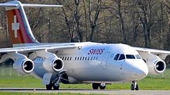 Swiss Avro RJ100 - Takeoff at airportBern-Belp HD