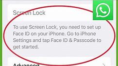 iPhone WhatsApp Screen Lock Showing | To use Screen Lock, you need to set up Face ID on your iPhone
