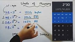 Memory Units || KB, MB, GB, TB || Higher Units of Memory | Units of Computer Memory