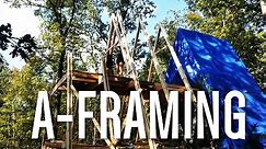A-Frame Cabin: Raising A-frame triangles