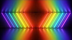 Rainbow Spectrum Neon Tubes Flickering Flashing Glow Light 3D Lasers 4K DJ Visuals Loop Background