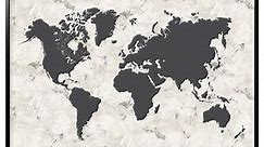 BJÖRKSTA picture and frame, black and white world map/black, 200x140 cm (78 ¾x55") - IKEA CA