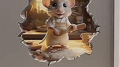 Home Baker Mouse in Mouse Hole Decal - Mouse Hole 3D Wall Sticker