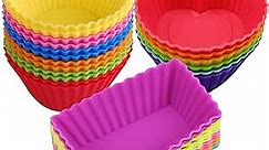 Silicone Baking Cups Muffin Cupcakes Liners Molds Sets in Storage Container-36 Pack