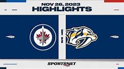 NHL Highlights | Jets vs. Predators - November 26, 2023