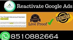 Reactivated Google Adword Account Unsuspended Verified Live Proof Google Ads Purchase Now
