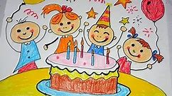 How to Draw Happy Birthday Drawing For Kids