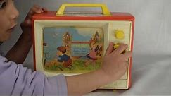 Vintage 1966 Fisher Price Toys Two Tune TV plays London Bridge and Row your boat