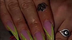 Fall Glam: Lime Green & Hot Pink French Nail Design | nailedbyevelyn_ | #nailinspo