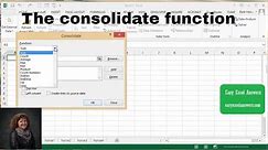 How to use the consolidate function in Excel