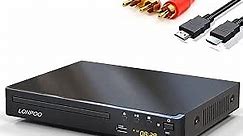 DVD Player HDMI for TV, LONPOO Compact Multi Region DVD CD Disc Player with Full HD Picture Quality,Anti-Skip,No Picture Freeze,Noise Cancellation,Microphone Port,USB Playback,HDMI & AV Cable Included