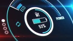 Electric car dashboard display. Electric Car Charging Indicating the Progress of the Charging, electric vehicle battery indicator showing an increasing battery charge