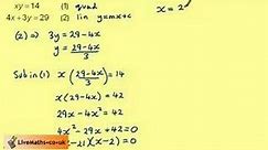 Simultaneous Equations 1 Linear 1 Quadratic Example 2