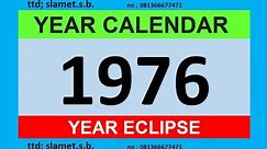 1976 calendar + map of solar and lunar eclipses in the world