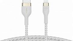 Belkin BoostCharge Pro Flex Braided USB Type A to Lightning Cable (3M/10FT), MFi Certified Charging Cable for iPhone 14, 13, 12, 11, Pro, Max, Mini, SE, iPad and More - White