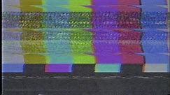 No signal old vintage TV. Static color noise. Glitch Error Video Damage. Bad interference. Broken antenna. Distortion and Flickering, analog TV signal. Vertical color bars
