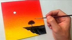 Easy Acrylic Sunset Painting for Beginners | Step by Step Tutorial