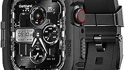 amBand Bands Compatible with Apple Watch 9/8/7 41mm, M1 Sport Series Rugged Case with TPU Strap Military Protective Tough Cover Bumper for iWatch 6/SE/5/4/3/2 40mm 38mm Men Black