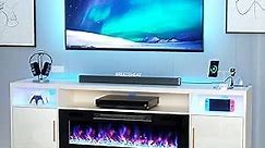 Electric Fireplace TV Stand-Led Entertainment Center-70 inch TV Stand with 36" Electric Fireplace-Living Room Tv Cabinet with Storage for TVs Up to 80"，Modern Media Console (White)