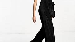 ASOS DESIGN plisse high neck jumpsuit in black | ASOS