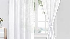 JIUZHEN Sheer White Curtains, Sheer Curtains 84 inches Long, Elegant Home Deco Rod Pocket Window Treatments with Light Filtering for Bedroom/Living Room, Set of 2, 52W x 84L