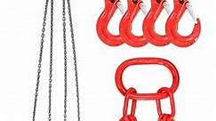 POWLAB Lifting Chains with Hooks 6 Ton, 5/16'' x 5 Ft Upgrade Lifting Chain Slings for Engine Chain Hoist Lifts 6 T, Chain Lifting Slings with 4 Leg Industrial Grab Hooks Heavy Duty Chain Hoist Lifts