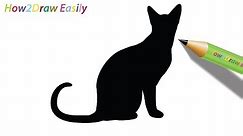 How to Draw a Cat Sitting Silhouette | Easy Step by Step Drawing