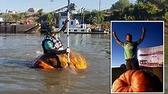 Missouri man breaks world record after turning a 1,200-pound pumpkin into boat and rowing 38 miles