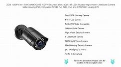 ZOSI 1080P 4-in-1 TVI/CVI/AHD/CVBS CCTV Security Camera 42pcs IR LEDs Outdoor Night Vision 120ft Bullet Camera Metal Housing IP6