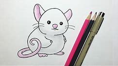 How to Draw a Cute Cartoon Rat with colored pencils