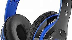 Bluetooth Headphones Over Ear, 6S Foldable Wireless Headphones with 6 EQ Modes, 40 Hours Playtime HiFi Stereo Headset with Mic, Soft Ear Pads, TF/FM for Cellphone/PC/Home (Black & Blue)