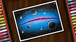 Galaxy Drawing for beginners with Oil Pastels - step by step