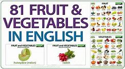 Fruit and Vegetables in English - Learn names of fruit and vegetables - English vocabulary lesson