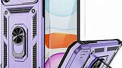 Vinve for iPhone XR Case,Slide Camera Cover HD Screen Protector Military Grade Non-Slip Shockproof Kickstand Protective Case (Lavender)