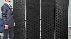 Room Divider, 4 Panel Room Dividers and Folding Privacy Screens 6FT Tall Wall Divider Wood Screens Dorm Partitions Freestanding Temporary Wall Room Furniture Separators- Black